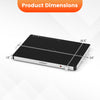 Electric warming food warmer dimensions showing 24" x 16.5" x 1.5", featuring a tempered glass surface and cool-touch.