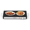 Electric warming tray with adjustable temperature control, featuring a tempered glass surface, ideal for buffets and.
