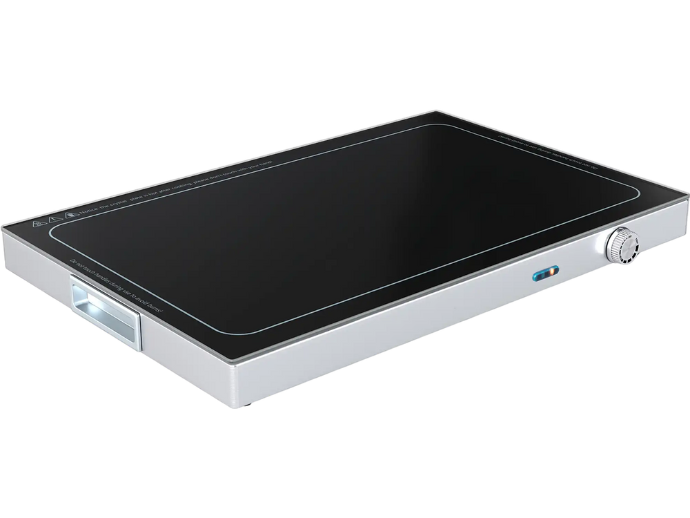 Electric Warming Tray with Adjustable Temperature and Built-In Handles Tempered Glass