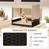 Elevated wicker dog house with a breathable PE rattan design and sturdy frame, ideal for outdoor or indoor relaxation.