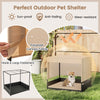 Elevated wicker dog house for small to medium breeds with a removable cushion and sun-proof polyester canopy for.