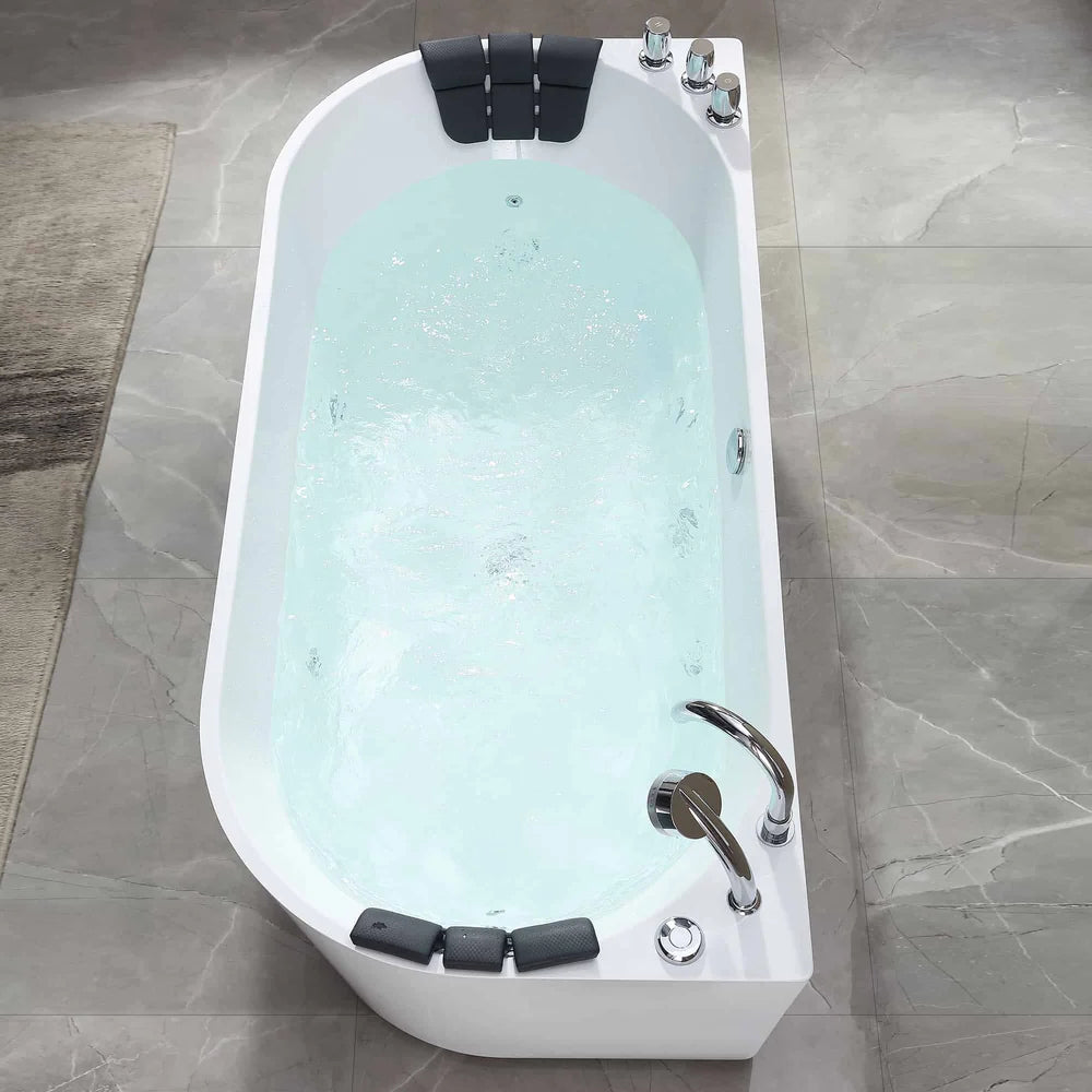 Empava Bathtub 59" Freestanding Hydro Massage Whirlpool with Center Drain New