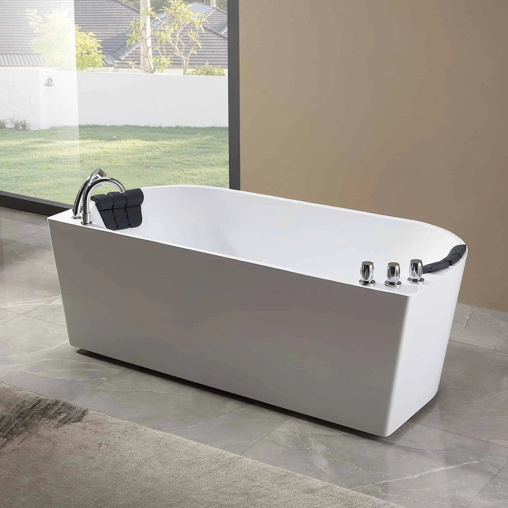 Empava Bathtub 59" Freestanding Hydro Massage Whirlpool with Center Drain New