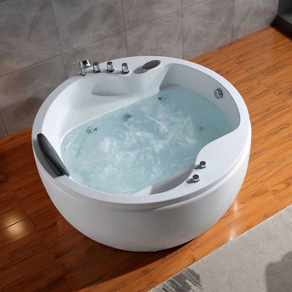 Empava Bathtub 59" Freestanding Round Whirlpool Acrylic with Right Drain New