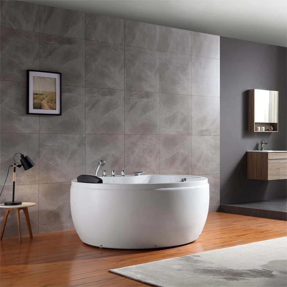 Empava Bathtub 59" Freestanding Round Whirlpool Acrylic with Right Drain New