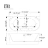 Empava Bathtub 71" Freestanding Hydro Massage Whirlpool with Center Drain New