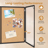 Enclosed bulletin board with aluminum frame and felt surface features double doors for secure display of important notes.