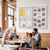 Lockable cork notice board with aluminum frame features double doors and grey felt surface for secure display in various settings.
