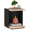 2-tier end table in oak with open storage shelf, perfect for living room or bedroom decor and organization.
