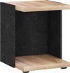 2-tier end table featuring an oak top and black sides, perfect for living room or bedroom storage and display.