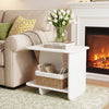 White 2-tier end table featuring rounded corners and a storage shelf, perfect for small spaces in living rooms or.