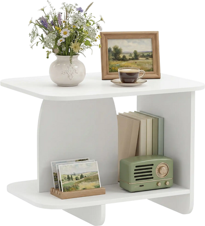 Costway 2-Tier End Sofa Side Table with Storage Shelf 85253924 New