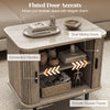 Modern mid-century nightstand with fluted door accents, dual sliding doors, and spacious storage for bedside elegance.