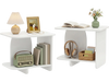 Set of 2 white end tables featuring a rectangle tabletop and 2-tier storage shelves, ideal for living room or bedroom.