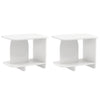 Set of 2 white end tables featuring a 2-tier design with rounded corners and storage shelves for versatile use.
