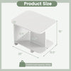 2-tier white end table with rounded corners and dimensions, ideal for living room or bedroom storage solutions.