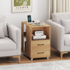 End Table with Built-in Charging Station Sofa Side Bedside Table on Wheels-Natural - Gallery View 1 of 10