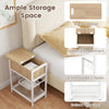 End table with flip top, natural wood finish, charging station, hidden compartment, and removable S hooks for versatile.