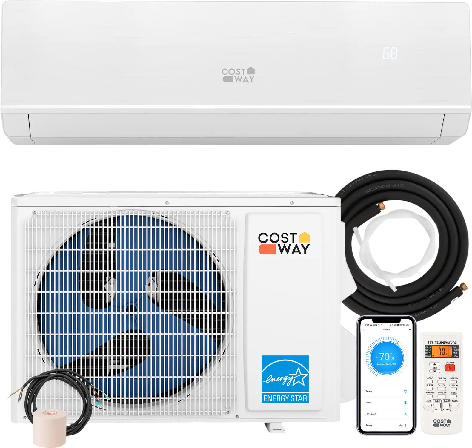 Costway 18,000 BTU 25 SEER2 Mini Split Heat Pump 208-230V 891472635 New