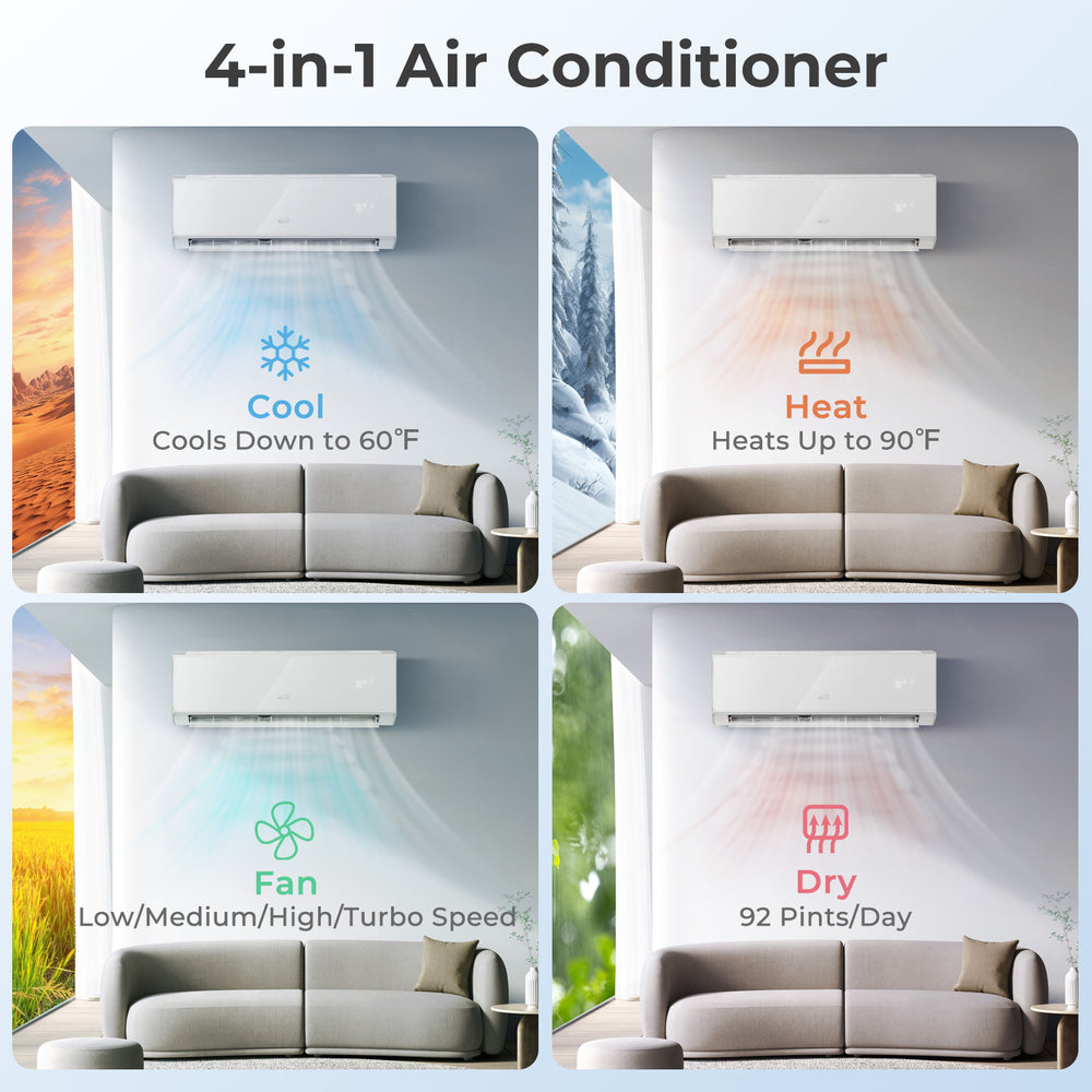 Costway Mini Split Air Conditioner & Heater 24000 BTU Wifi Enabled 21 SEER2 New