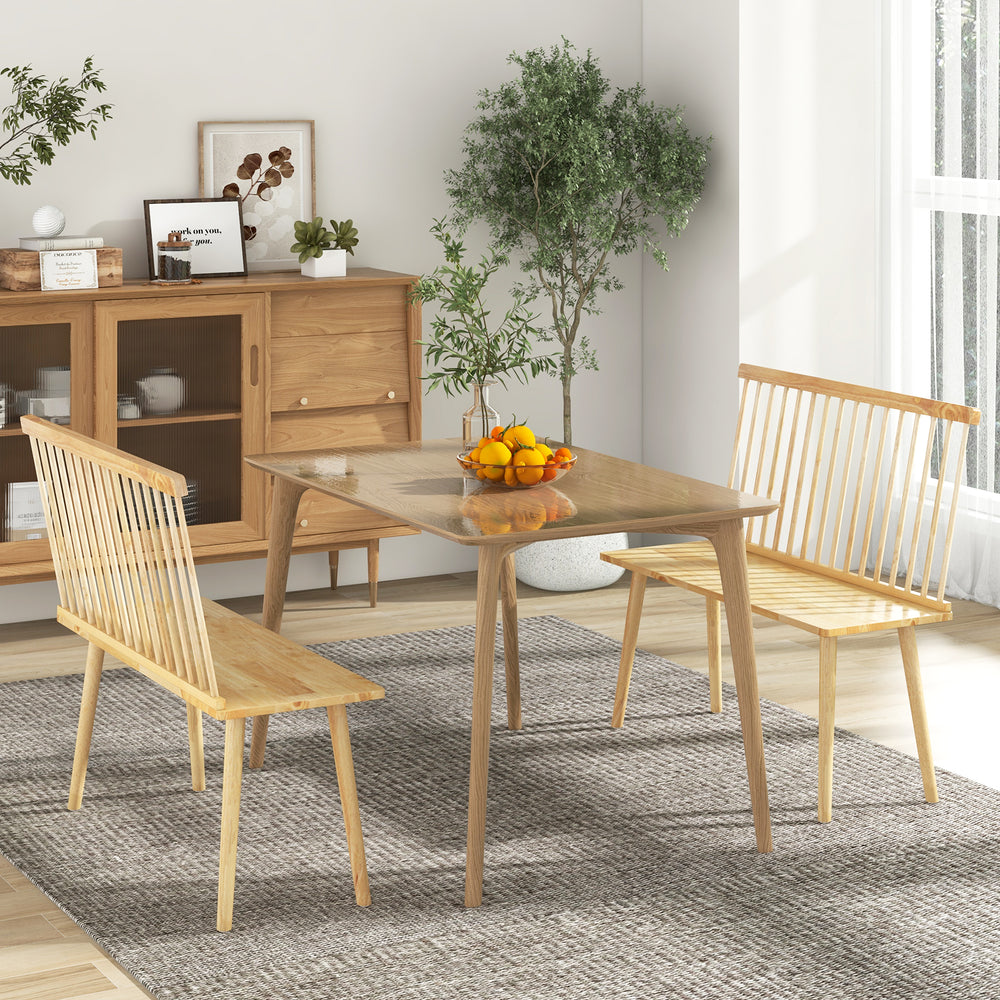 Entryway Bench for 2 with Spindle Back for Kitchen Dining Room Hallway-Natural - Gallery View 1 of 10