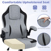 Ergonomic gray office chair with comfortable upholstered seat, 90° flip-up armrests, and exquisite stitching for.