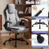 Ergonomic gray office chair with 90° flip-up armrests, adjustable height, and smooth-rolling PU casters for easy.