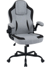 Gray ergonomic office chair featuring a high back and built-in headrest, designed for optimal spine alignment and.