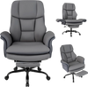 Grey ergonomic office chair featuring a retractable footrest, designed for big and tall users with plush cushioning for.