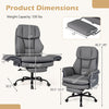 Ergonomic grey office chair with adjustable armrests, retractable footrest, and sturdy metal base for big and tall users.