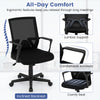 Ergonomic desk chair in black with lumbar support, adjustable height, and comfortable armrests for all-day use.