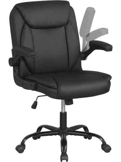 Costway Ergonomic Leather Office Chair Flip-up Armrests Rocking 85489332 New