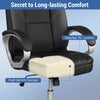 Close-up of the ergonomic office chair's padded armrest and high-density sponge cushion for lasting comfort and support.