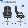Ergonomic black leather office chair with padded armrests, adjustable height, and rocking backrest for comfort and.
