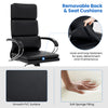 Ergonomic black leather office chair with adjustable height, removable cushions, and soft sponge filling for comfort.