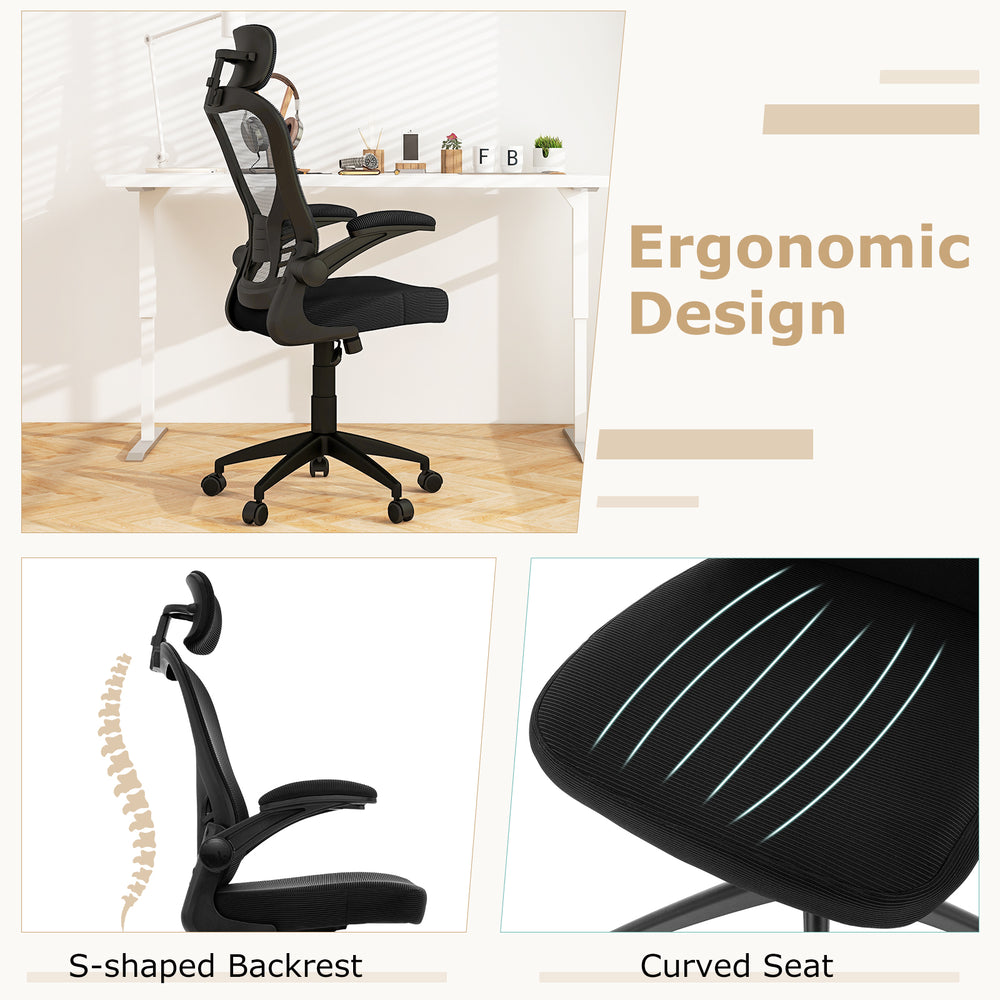 Ergonomic mesh office chair with adjustable height, S-shaped backrest, and curved seat for optimal comfort and support.