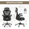 Ergonomic mesh office chair with adjustable lumbar support and flip-up armrests, designed for comfort and flexibility.