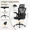 Ergonomic black mesh office chair with adjustable lumbar support, flip-up armrests, and height-adjustable design for.