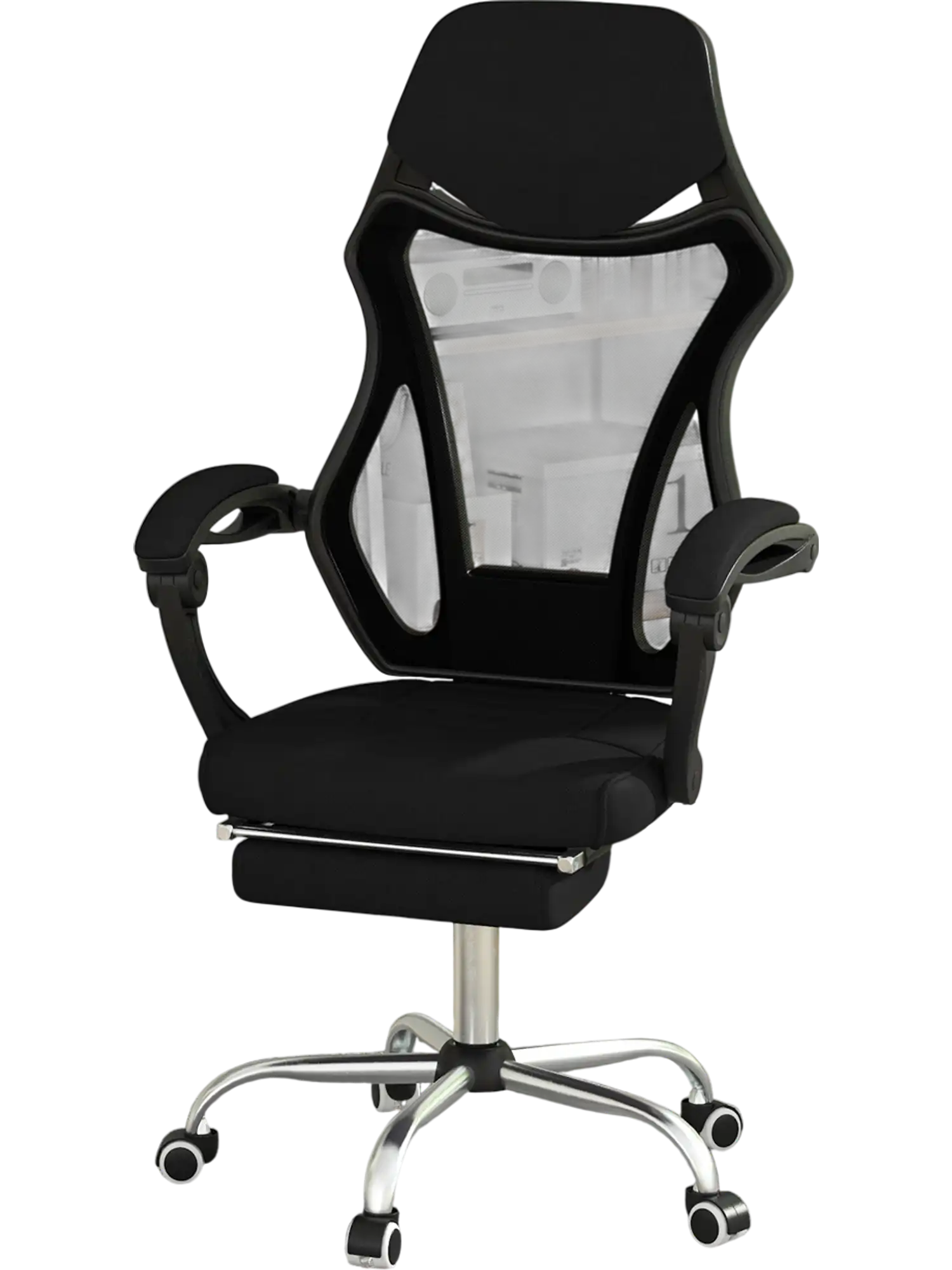 Costway Ergonomic Mesh Office Chair w/ Footrest Tilting Backrest Black 69814237 New
