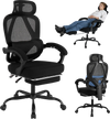 Ergonomic high back office chair with retractable footrest and adjustable headrest for customizable comfort and.
