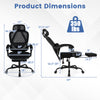 Ergonomic high back mesh office chair with retractable footrest, adjustable headrest, and lumbar support for.