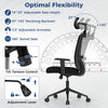 Ergonomic office chair in black with adjustable headrest, reclining backrest, and 360° swivel seat for optimal comfort.
