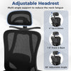 Adjustable headrest of the ergonomic office chair, featuring 4" height and 1.5" front-back adjustments for neck support.