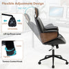 Ergonomic office chair with adjustable height, headrest, and flexible rocking backrest for home office comfort.
