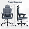 Ergonomic gray office chair with high back, adaptive lumbar support, and 2D adjustable headrest for optimal comfort.