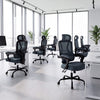 High back ergonomic office chair in gray with adaptive lumbar support and adjustable headrest for optimal comfort.