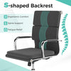 Ergonomic office desk chair with S-shaped backrest, height-adjustable seat, and gray padded upholstery for comfort.