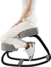 Backless ergonomic rocking kneeling chair with gray padded cushion, promoting active sitting for productivity and.