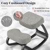 Ergonomic backless rocking kneeling chair with gray padded cushion and breathable fabric cover for comfortable sitting.