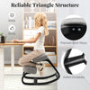 Wooden ergonomic backless rocking kneeling chair with gray padded cushion, featuring a stable birch wood structure for.